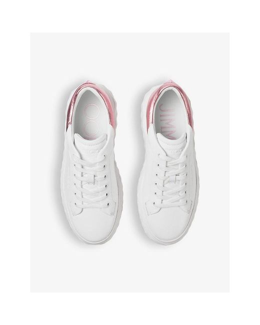 Jimmy Choo White Diamond Maxi Brand-embellished Leather Low-top Trainers 2.