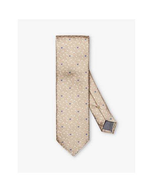 Eton of Sweden Natural Floral Graphic-pattern Silk Tie for men