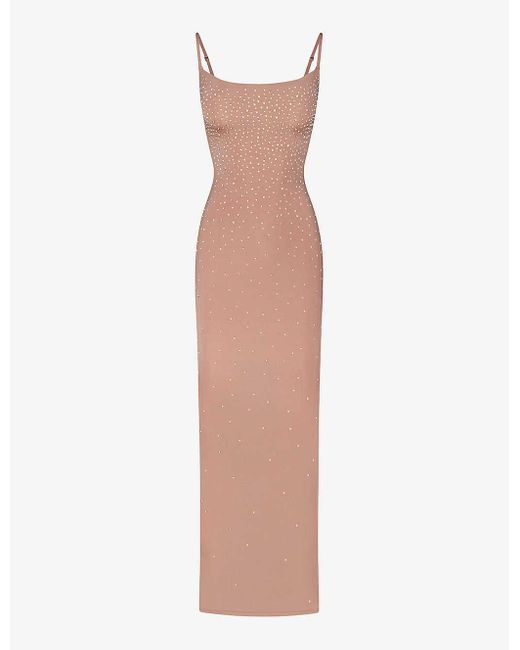 Skims White X Swarovski Crystal-embellished Stretch-woven Maxi Dress