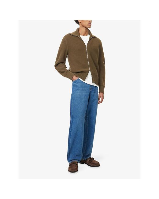 Bottega Veneta Blue Five-Pocket Wide-Leg Denim Jeans for men