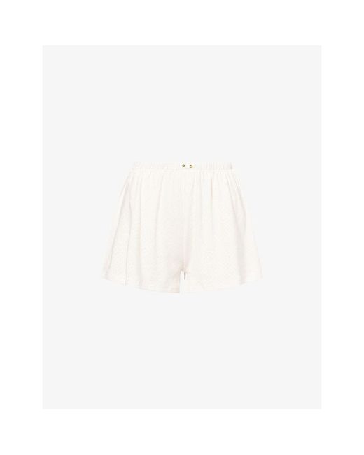 THE NAP CO White Pointelle Cotton-Jersey Shorts