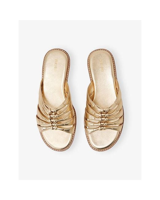 Reiss Natural Agnes Metallic Leather Sandals