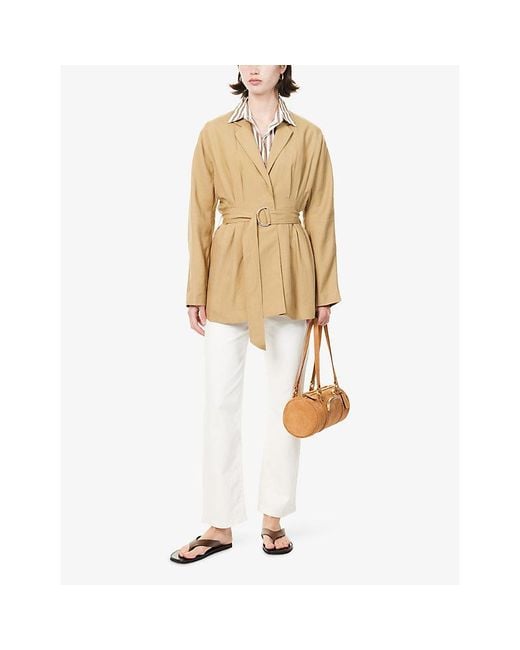 Rag & Bone Natural Mandi Belted Linen-Blend Blazer