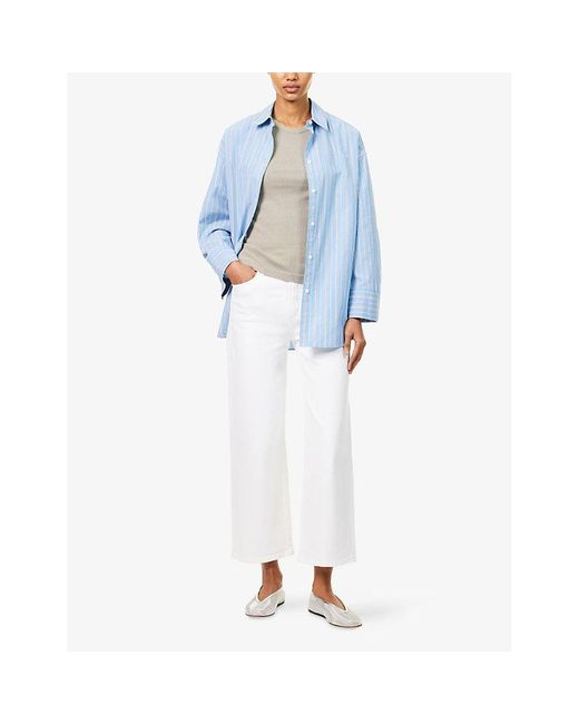 Agolde White Harper Cropped High-Rise Stretch-Denim Jeans