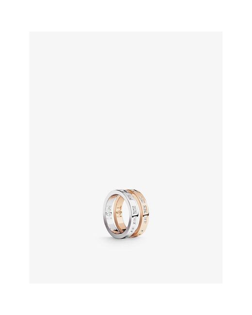 Apm Monaco White Toi Moi Morse Code 18Ct Rose-Plated Sterling And Cubic Zirconia Ring