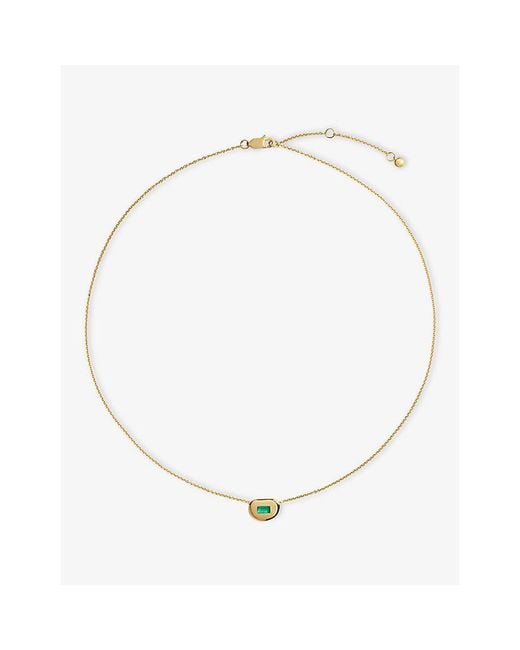 Monica Vinader Metallic Gemdrop Soft Oval 18Ct Vermeil And Onyx Chain Necklace