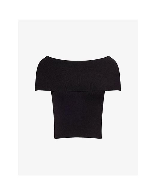 Pretty Lavish Black Reagan Off-Shoulder Knitted Top