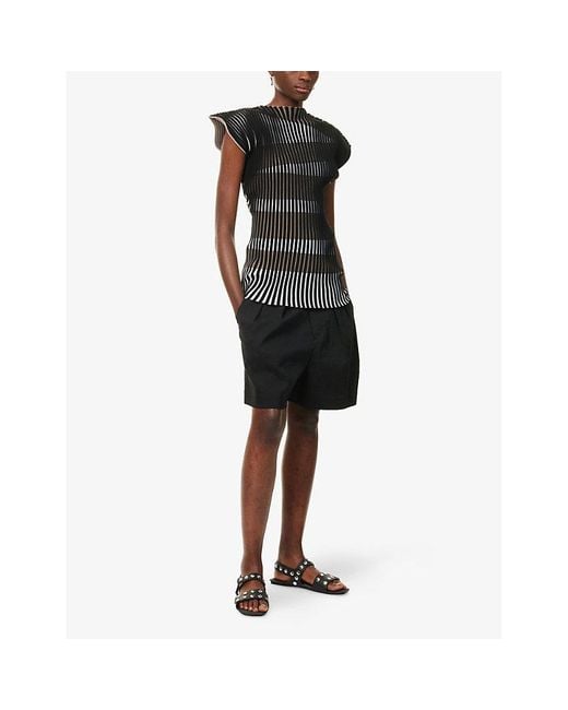 Issey Miyake Black Stripe Plating Knitted Top
