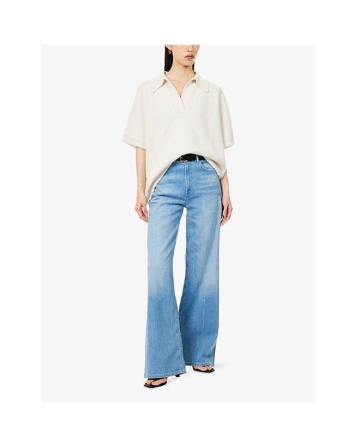 Citizens of Humanity Blue Lyra Long Wide-Leg Denim Jeans
