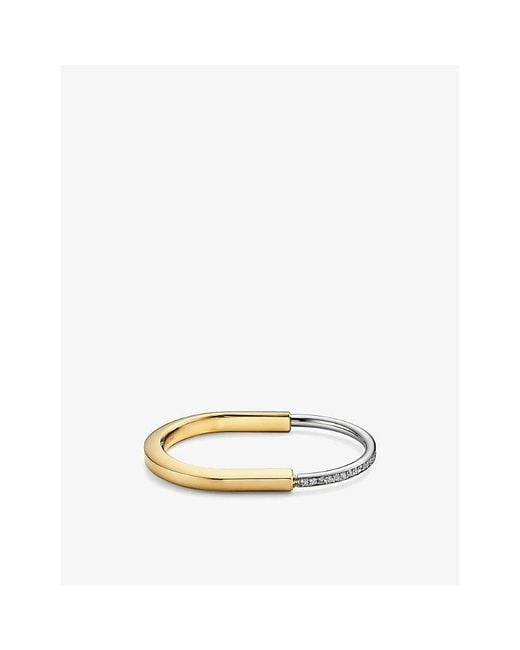 Tiffany & Co Metallic Lock 18ct Yellow And White-gold And 1.08ct Diamond Bangle Bracelet