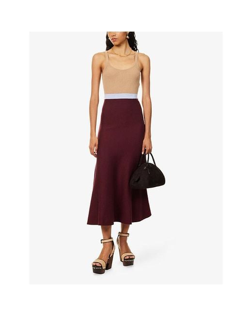 Gabriela Hearst Red Flaminius Colour-Blocked Wool And Silk-Blend Maxi Dress