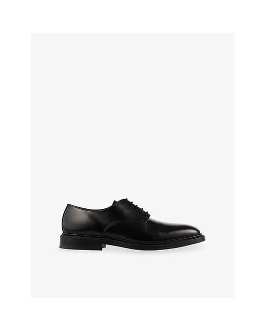 Sandro Black Almond-Toe Leather Derby Shoes for men