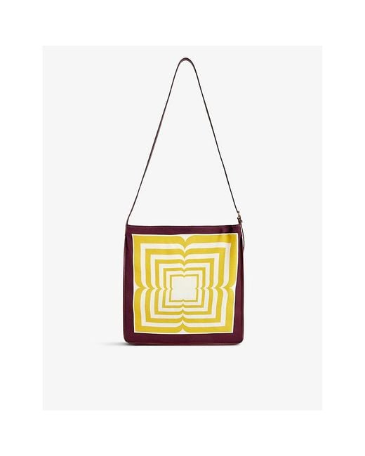 Dries Van Noten Yellow Abstract-pattern Adjustable-strap Woven Tote Bag