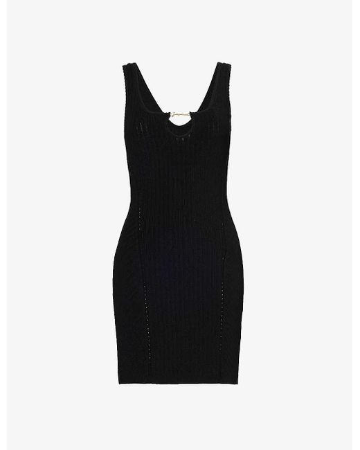 Jacquemus Black La Mini Robe Sierra Brand-plaque Woven-blend Mini Dress