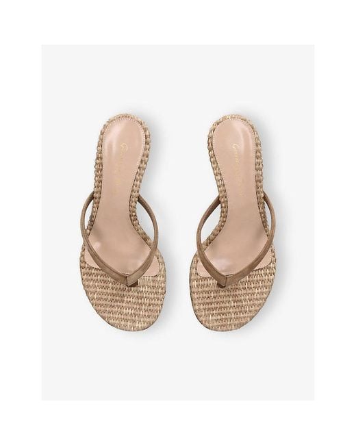 Gianvito Rossi Natural Calypso Suede And Raffia Heeled Sandals