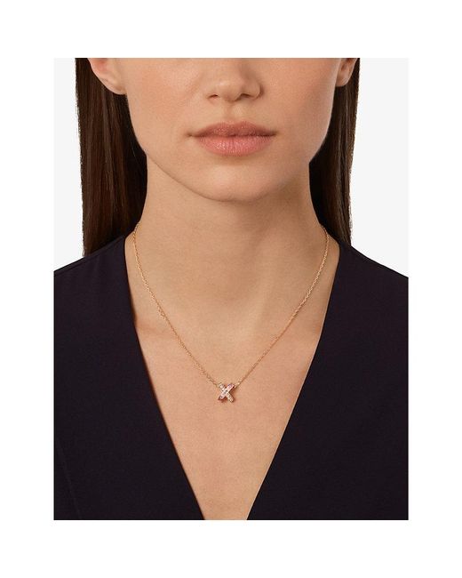 Chaumet Metallic Jeux De Liens 18Ct Rose- 0.50Ct Square-Cut-Sapphire And 0.19Ct Brilliant-Cut Diamond Pendant Necklace