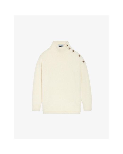 Claudie Pierlot Ribbed-trim Button-embellished Wool-blend Jumper in ...