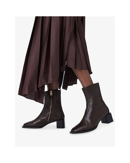 AllSaints Brown Avril Leather Ankle Boots