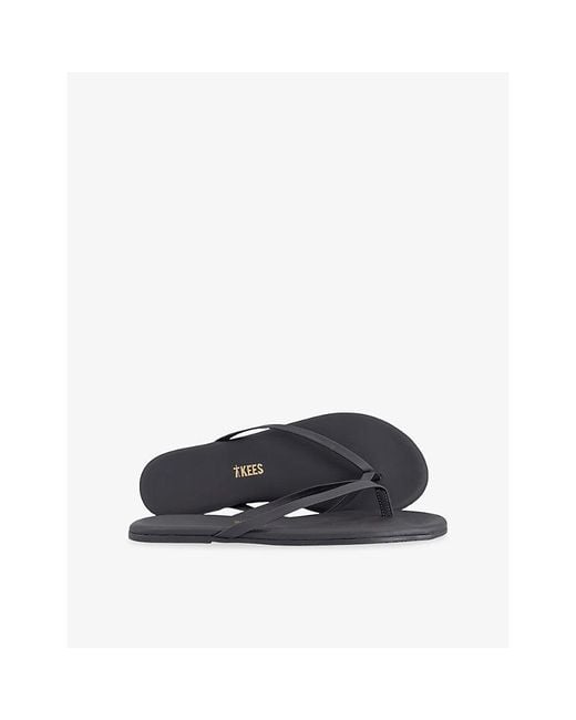 TKEES Blue Lily Leather Flip-Flops