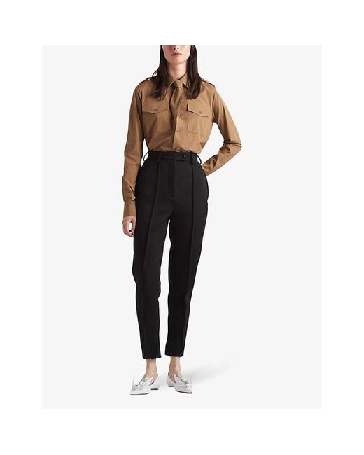 Prada Black High-Rise Slim-Fit Stretch-Woven Trousers