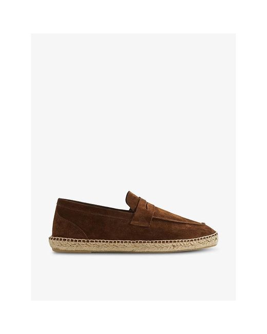 Reiss Brown Cannes Slip-on Suede Espadrille Loafers for men