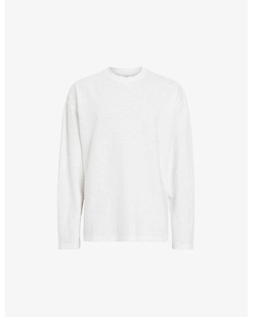 AllSaints White Aspen Long-sleeved Cotton T-shirt for men