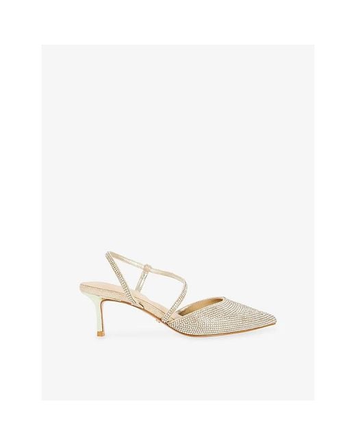 Dune White Competitives Heeled Woven Sling-Backs
