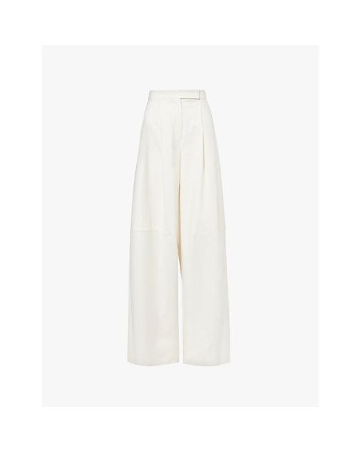Max Mara Avoriaz Exposed-Stitching High-Rise Wide-Leg Stretch-Cotton ...