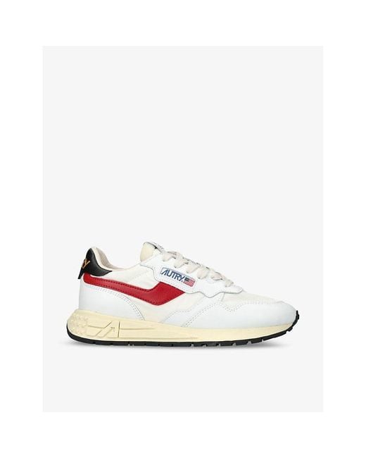 Autry White Reelwind Brand-embroidered Leather And Nylon Low-top Trainers