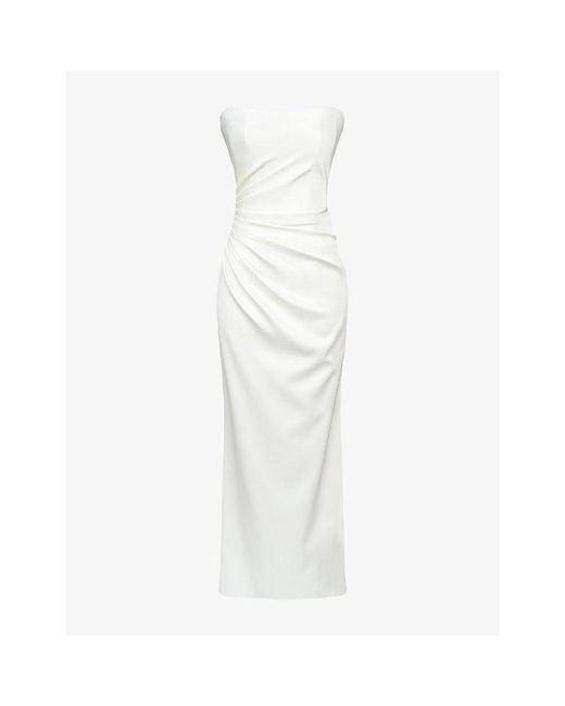 House Of Cb White Clarinda Strapless Satin Bridal Gown