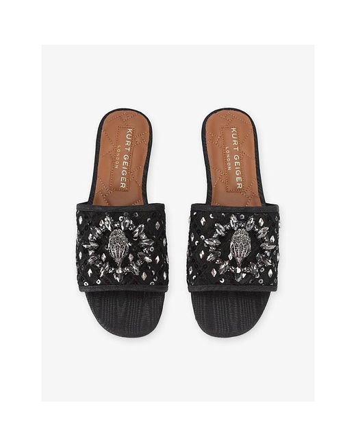 Kurt Geiger Black Chelsea C Flat Woven Sandals