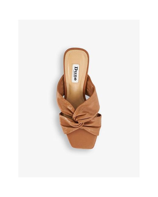 Dune Brown Maizing Knot-detail Leather Mules