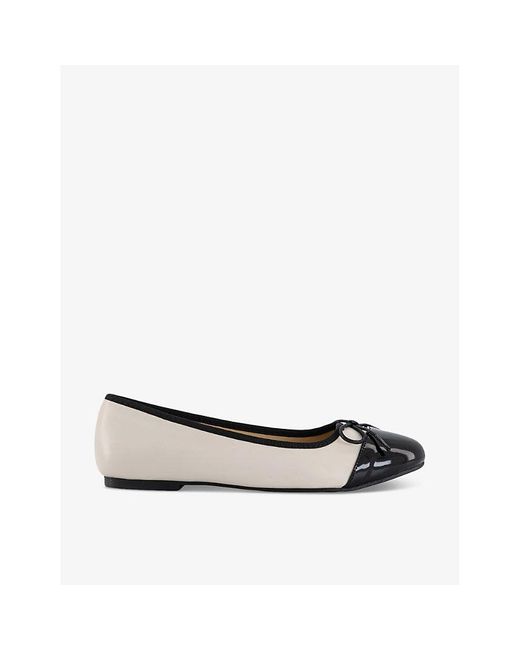 French Sole White Amelie Bow-embellished Leather Ballet Flats