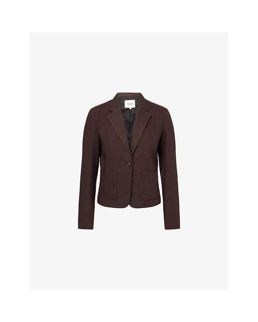 ME+EM Brown Patch-Pocket Fitted Woven Blazer