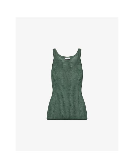 Gabriela Hearst Green Nevin Pointelle Cashmere-Silk Knitted Tank Top
