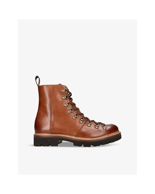 GRENSON Brown Brady Mid-Top Lace-Up Leather Boots for men