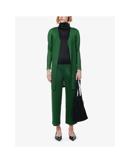 Pleats Please Issey Miyake Green February Regular-fit Knitted Cardigan