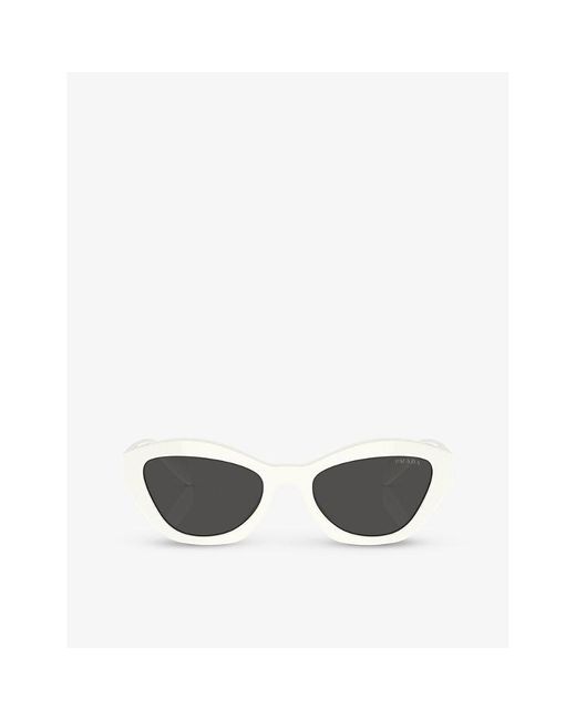 Prada White Pr A02s Butterfly-shape Acetate Sunglasses