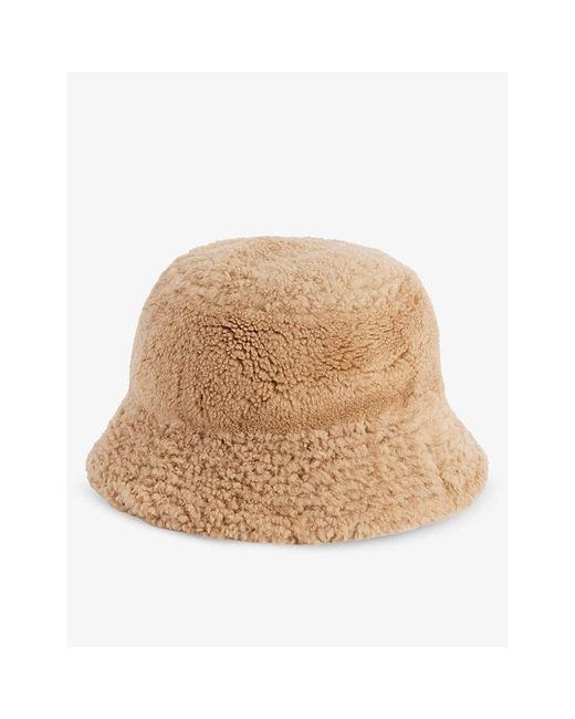 Yves Salomon Natural Wide-brim Reversible Shearling Bucket Hat