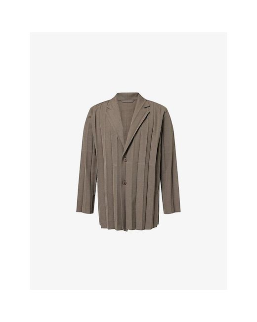 Homme Plissé Issey Miyake Brown Edge Ensemble Pleated Woven Jacket for men