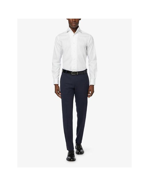 Boggi White Pinpoint Regular-Fit Cotton Shirt for men