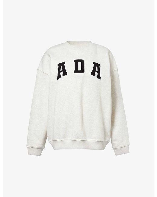 ADANOLA White Logo-embroidered Oversized Organic-cotton Sweatshirt