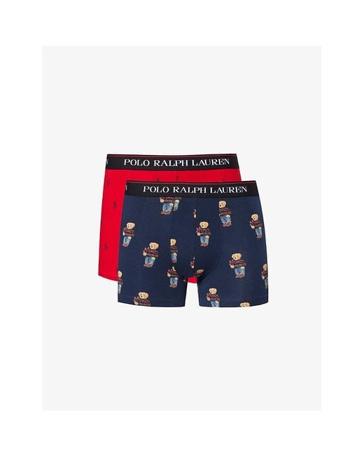 Polo Ralph Lauren Blue Pack Of Two Branded-waistband Stretch-cotton Trunks for men