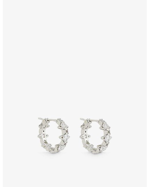 Vivienne Westwood White Warwick Platinum-plated Brass And Cubic Zirconia Hoop Earrings