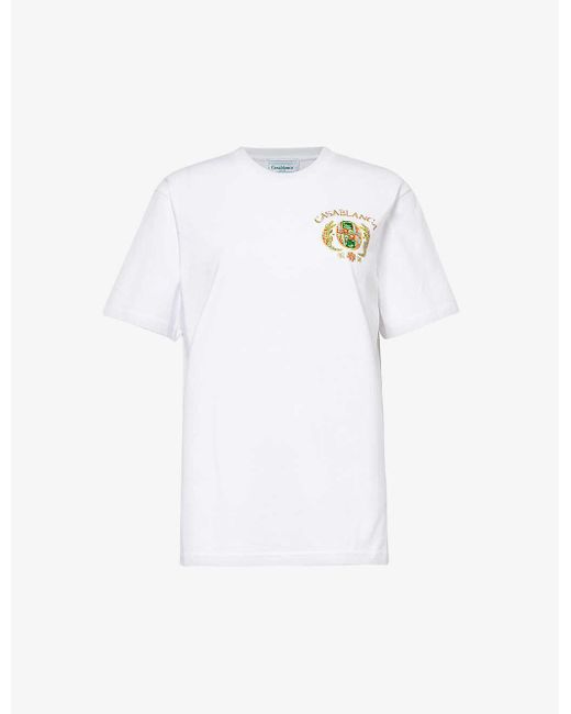 Casablancabrand White Joyaux D'afrique Graphic-print Organic Cotton-jersey T-shirt