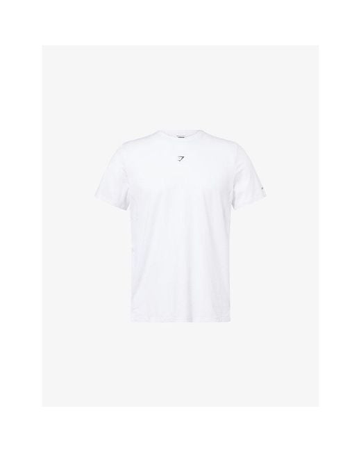 GYMSHARK White Logo-Print Slim-Fit Stretch-Woven Running T-Shirt for men