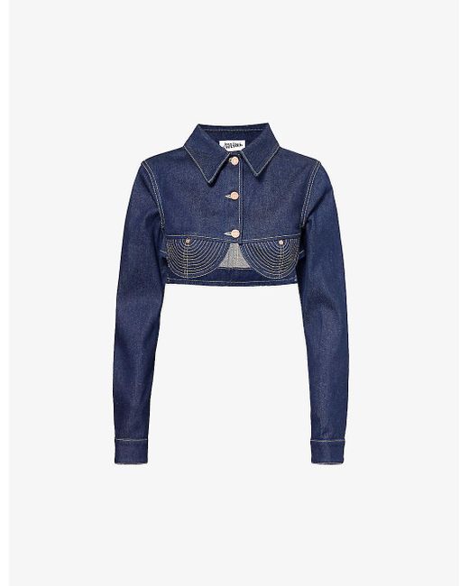 Jean Paul Gaultier Blue Madonna Brand-patch Denim Jacket