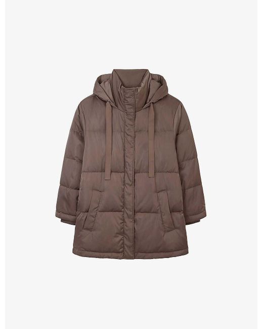 The White Company Brown Relaxed-fit Down-filled Hooded Puffer Jacket