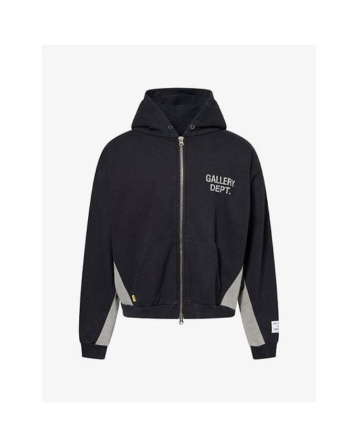 GALLERY DEPT. Blue Logo-Print Zip-Up Cotton Hoody for men
