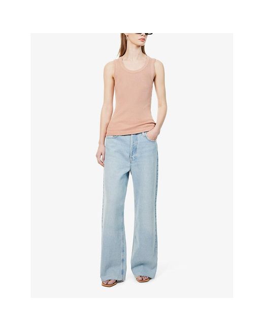 FRAME Blue baggy Wide-leg High-rise Recycled-cotton Jeans